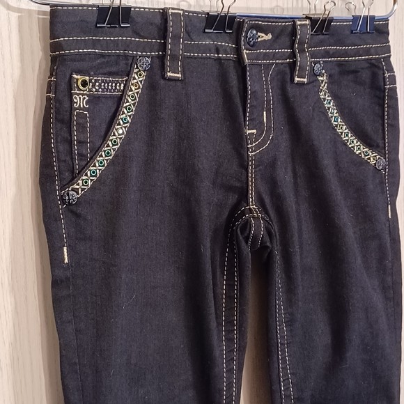 NWOT Miss Me Jeans, Size 27, Black, Bedazzled, 32W x 29L, Skinny, Stretch Denim - Picture 11 of 12